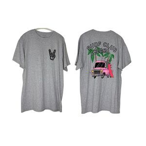Return To Sender Graphic Tee Mens Lg Surf Club Aloha Rock On Black Skeleton Hand